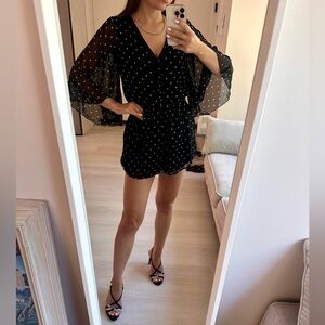 Abercrombie & Fitch Black Polka Dot Romper